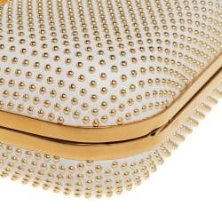 Pre Owned حقيبة كلتش أليكساندر ماكوين عقلة إصبع أربع حلقة جلد أبيض