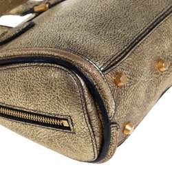 Pre Owned Alexander McQueen Metallic Gold Leather Mini Heroine Bag
