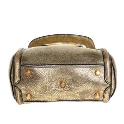 Pre Owned Alexander McQueen Metallic Gold Leather Mini Heroine Bag