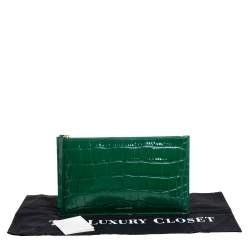 مملوكة مسبقًا Alexander McQueen Green Croc Zip Pouch
