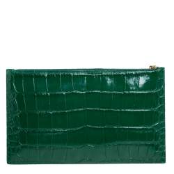 مملوكة مسبقًا Alexander McQueen Green Croc Zip Pouch