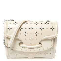 Pre Owned Alexander McQueen Off White Leather Studded Lucite Heroine Shoulder Bag