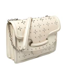 Pre Owned Alexander McQueen Off White Leather Studded Lucite Heroine Shoulder Bag