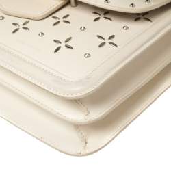 Pre Owned Alexander McQueen Off White Leather Studded Lucite Heroine Shoulder Bag