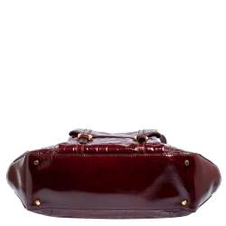 Pre Owned Alexander McQueen Burgundy Croc Embossed Patent Leather Novak Bag