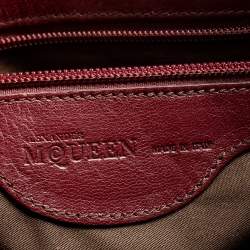 Pre Owned Alexander McQueen Burgundy Croc Embossed Patent Leather Novak Bag