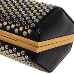 Pre Owned Alexander McQueen Black Leather Hexagon Studded Clutch