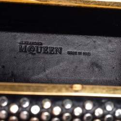 Pre Owned Alexander McQueen Black Leather Hexagon Studded Clutch