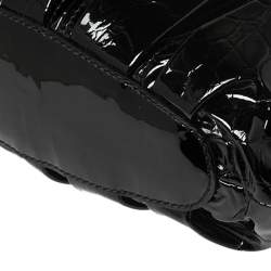 Pre Owned Alexander McQueen Black Croc Embossed Patent Leather Elvie Bag