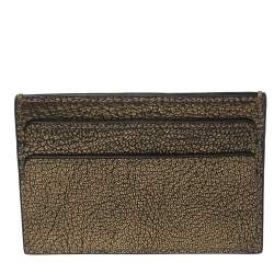 Pre Owned  Alexander Mcqueen Metallic Gold Leather Skull Card Holder