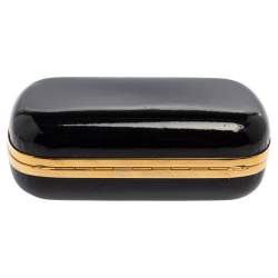 مملوكة مسبقًا Alexander McQueen Black Patent Leather Skull Box Clutch
