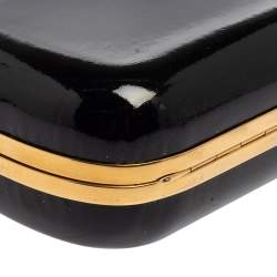 مملوكة مسبقًا Alexander McQueen Black Patent Leather Skull Box Clutch