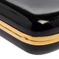 مملوكة مسبقًا Alexander McQueen Black Patent Leather Skull Box Clutch