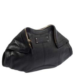 Pre Owned Alexander McQueen Black Leather Medium De Manta Clutch