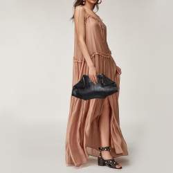 Pre Owned Alexander McQueen Black Leather Medium De Manta Clutch