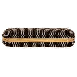 Pre Owned Alexander McQueen Black Suede Studded Skull Knuckle Clutch