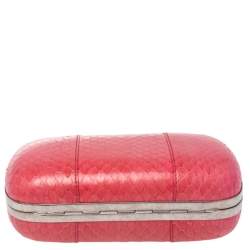 Pre Owned حقيبة كلتش أليكساندر ماكوين صندوقية جمجمه جلد ثعبان وردي