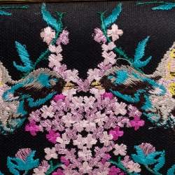 Pre Owned Alexander McQueen Multicolor Silk Embroidered Hummingbird Knuckle Duster Clutch