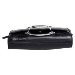 Pre Owned Alexander McQueen Black Croc Embossed Leather The Story Shoulder Bag