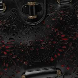 Pre Owned Alexander McQueen Black Laser Cut Leather Satchel