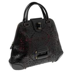 Pre Owned Alexander McQueen Black Laser Cut Leather Satchel