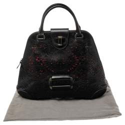 Pre Owned Alexander McQueen Black Laser Cut Leather Satchel