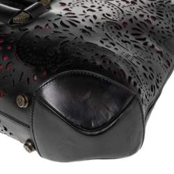 Pre Owned Alexander McQueen Black Laser Cut Leather Satchel