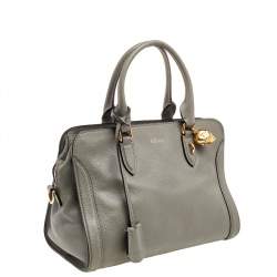 مملوكة مسبقًا حقيبة يد أليكساندر ماكوين قفل جمجمه جلد رمادي