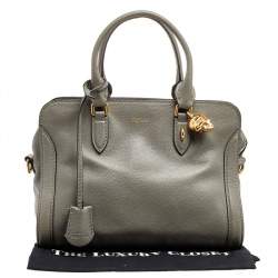 مملوكة مسبقًا حقيبة يد أليكساندر ماكوين قفل جمجمه جلد رمادي