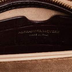 Pre Owned Alexander McQueen Burgundy Croc Embossed Leather Heroine 21 Satchel