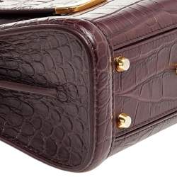 Pre Owned Alexander McQueen Burgundy Croc Embossed Leather Heroine 21 Satchel