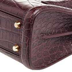 Pre Owned Alexander McQueen Burgundy Croc Embossed Leather Heroine 21 Satchel
