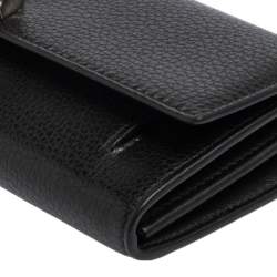Pre Owned Alexander McQueen Black Leather Skull Continental Wallet On Chain