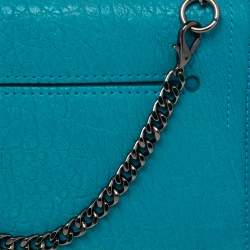 Pre Owned Alexander McQueen Turquoise Leather Simple Fold Chain Shoulder Bag