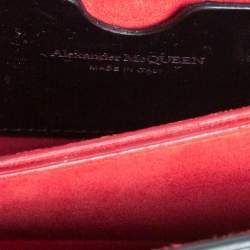 Pre Owned Alexander McQueen Black Patent Leather 4 Ring Flap Shoulder Bag