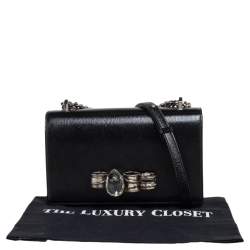 Pre Owned Alexander McQueen Black Patent Leather 4 Ring Flap Shoulder Bag