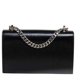 Pre Owned Alexander McQueen Black Patent Leather 4 Ring Flap Shoulder Bag