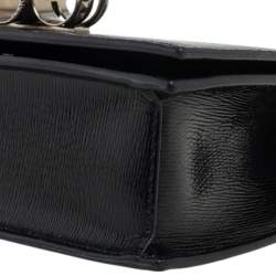 Pre Owned Alexander McQueen Black Patent Leather 4 Ring Flap Shoulder Bag