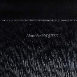Pre Owned Alexander McQueen Black Patent Leather 4 Ring Flap Shoulder Bag