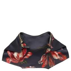 مملوكة مسبقًا Alexander McQueen Black Printed Satin De Manta Clutch