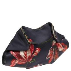 مملوكة مسبقًا Alexander McQueen Black Printed Satin De Manta Clutch