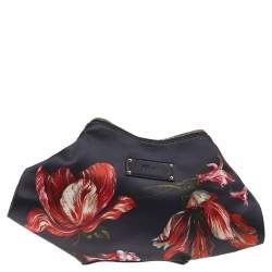 مملوكة مسبقًا Alexander McQueen Black Printed Satin De Manta Clutch