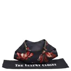 مملوكة مسبقًا Alexander McQueen Black Printed Satin De Manta Clutch