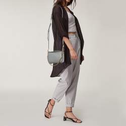 Pre Owned Alexander McQueen Grey Croc Embossed Leather Box Shoulder Bag