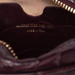 Alexander McQueen Burgundy Crocodile Embossed Leather Camera Bag 