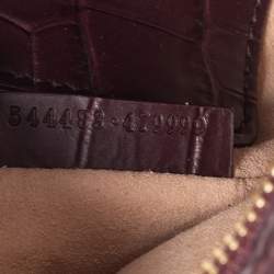 Alexander McQueen Burgundy Crocodile Embossed Leather Camera Bag 