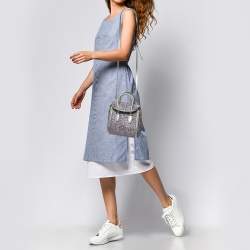 Pre Owned Alexander McQueen Silver Glitter And Leather Heroine Satchel