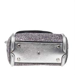Pre Owned Alexander McQueen Silver Glitter And Leather Heroine Satchel