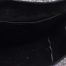 Pre Owned Alexander McQueen Silver Glitter And Leather Heroine Satchel
