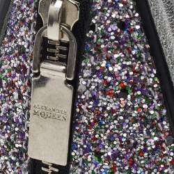 Pre Owned Alexander McQueen Silver Glitter And Leather Heroine Satchel